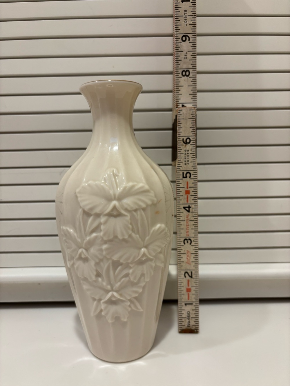 Lenox Ivory Floral Relief Ceramic Vase